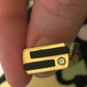 Gold, diamond, and Onyx ring. 14k size 8.5